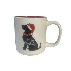 Holiday Style 18 Oz Ceramic Christmas Mug Black Dog Red Interior